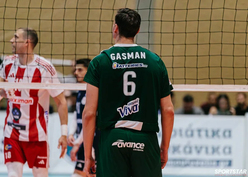 Στιγμιότυπο από αγώνα Παναθηναϊκός - Ολυμπιακός Βόλεϊ Ανδρών